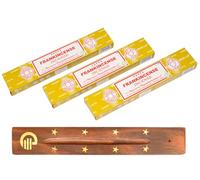 Original Satya Frankincense Incense Sticks Pack of 3X 15G with Greensense Holder for Aromatherapy, Spa, Yoga, Weddings, Meditation, Healing, Positivity and Relaxation