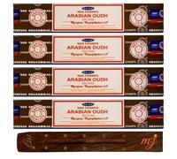 Original Satya Nag Champa Arabian Oodh Incense Sticks | with M&J incense sticks holder | x4 pack | for Aromatherapy, Spa, Yoga, Weddings, Meditation, Healing, Positivity and Relaxation