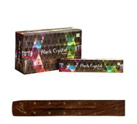 Original Satya Nag Champa Black Crystal Incense Sticks | with M&J incense sticks holder | Full Box | for Aromatherapy, Spa, Yoga, Weddings, Meditation, Healing, Positivity and Relaxation