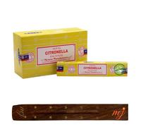 Original Satya Nag Champa Citronella Incense Sticks | with M&J incense sticks holder | Full Box | for Aromatherapy, Spa, Yoga, Weddings, Meditation, Healing, Positivity and Relaxation