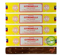 Original Satya Nag Champa Citronella Incense Sticks | with M&J incense sticks holder | x4 pack | for Aromatherapy, Spa, Yoga, Weddings, Meditation, Healing, Positivity and Relaxation