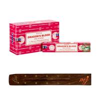 Original Satya Nag Champa Dragon's Blood Incense Sticks | with M&J incense sticks holder | Full Box | for Aromatherapy, Spa, Yoga, Weddings, Meditation, Healing, Positivity and Relaxation