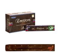 Original Satya Nag Champa Emotions Incense Sticks | with M&J incense sticks holder | Full Box | for Aromatherapy, Spa, Yoga, Weddings, Meditation, Healing, Positivity and Relaxation