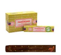 Original Satya Nag Champa Frankincense Incense Sticks | with M&J incense sticks holder | Full Box | for Aromatherapy, Spa, Yoga, Weddings, Meditation, Healing, Positivity and Relaxation