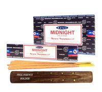 Original Satya Nag Champa Incense Sticks Full Box 12pack for Aromatherapy, Spa, Yoga, Meditation, Healing, Positivity and Relaxation Free Incense Holder (Midnight)