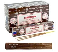 Original Satya Nag Champa Incense Sticks Full Box 12pack for Aromatherapy, Spa, Yoga, Meditation, Healing, Positivity and Relaxation Free Incense Holder (Cinnamon)