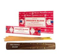 Original Satya Nag Champa Incense Sticks Full Box 12pack for Aromatherapy, Spa, Yoga, Meditation, Healing, Positivity and Relaxation Free Incense Holder (Dragon's Blood)