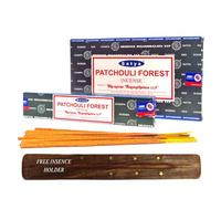 Original Satya Nag Champa Incense Sticks Full Box 12pack for Aromatherapy, Spa, Yoga, Meditation, Healing, Positivity and Relaxation Free Incense Holder (Patchouli Forest)