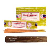 Original Satya Nag Champa Incense Sticks Full Box 12pack for Aromatherapy, Spa, Yoga, Meditation, Healing, Positivity and Relaxation Free Incense Holder (Frankincense)