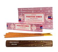 Original Satya Nag Champa Incense Sticks Full Box 12pack for Aromatherapy, Spa, Yoga, Meditation, Healing, Positivity and Relaxation Free Incense Holder (Positive Vibes)