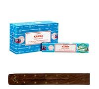 Original Satya Nag Champa Karma Incense Sticks | with M&J incense sticks holder | Full Box | for Aromatherapy, Spa, Yoga, Weddings, Meditation, Healing, Positivity and Relaxation