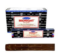 Original Satya Nag Champa Midnight Incense Sticks | with M&J incense sticks holder | Full Box | for Aromatherapy, Spa, Yoga, Weddings, Meditation, Healing, Positivity and Relaxation