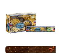 Original Satya Nag Champa Money Incense Sticks | with M&J incense sticks holder | Full Box | for Aromatherapy, Spa, Yoga, Weddings, Meditation, Healing, Positivity and Relaxation