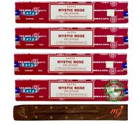 Original Satya Nag Champa Mystic Rose Incense Sticks | with M&J incense sticks holder | x4 pack | for Aromatherapy, Spa, Yoga, Weddings, Meditation, Healing, Positivity and Relaxation