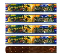 Original Satya Nag Champa Natural Incense Sticks | with M&J incense sticks holder | x4 pack | for Aromatherapy, Spa, Yoga, Weddings, Meditation, Healing, Positivity and Relaxation