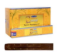 Original Satya Nag Champa Natural Sandal Incense Sticks | with M&J incense sticks holder | Full Box | for Aromatherapy, Spa, Yoga, Weddings, Meditation, Healing, Positivity and Relaxation