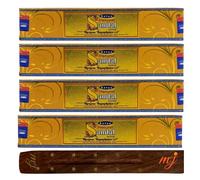 Original Satya Nag Champa Natural Sandal Incense Sticks | with M&J incense sticks holder | x4 pack | for Aromatherapy, Spa, Yoga, Weddings, Meditation, Healing, Positivity and Relaxation
