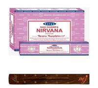 Original Satya Nag Champa Nirvana Incense Sticks | with M&J incense sticks holder | Full Box | for Aromatherapy, Spa, Yoga, Weddings, Meditation, Healing, Positivity and Relaxation