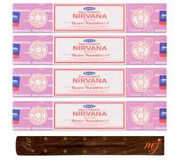 Original Satya Nag Champa Nirvana Incense Sticks | with M&J incense sticks holder | x4 pack | for Aromatherapy, Spa, Yoga, Weddings, Meditation, Healing, Positivity and Relaxation