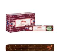 Original Satya Nag Champa Opium Incense Sticks | with M&J incense sticks holder | Full Box | for Aromatherapy, Spa, Yoga, Weddings, Meditation, Healing, Positivity and Relaxation