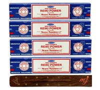 Original Satya Nag Champa Reiki Power Incense Sticks | with M&J incense sticks holder | x4 pack | for Aromatherapy, Spa, Yoga, Weddings, Meditation, Healing, Positivity and Relaxation