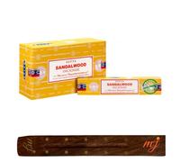 Original Satya Nag Champa Sandalwood Incense Sticks | with M&J incense sticks holder | Full Box | for Aromatherapy, Spa, Yoga, Weddings, Meditation, Healing, Positivity and Relaxation