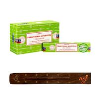 Original Satya Nag Champa Traditional Ayurveda Incense Sticks | with M&J incense sticks holder | Full Box | for Aromatherapy, Spa, Yoga, Weddings, Meditation, Healing, Positivity and Relaxation