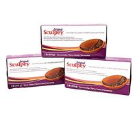 Original Sculpey Sculpturing Compound Terra Cotta Oven-Bake Clay - Great for School and Art Projects - 1 Lb (Pack of 3) with Tru Inertia Pencil