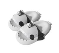 Original Shark Slides, Novelty Cloud Shark Slippers, Anti-Slip House Slippers Beach Shoes, Casual Shark Sandals (Panda 2, Adult, Women, 9, Numeric Range, UK Footwear Size System, 10.5, Medium)