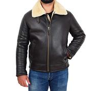 Original Sheepskin Flying Jacket For Men B3 Bomber Aviator Pilots Shearling Coat - Raptor (Brown/White, Large)