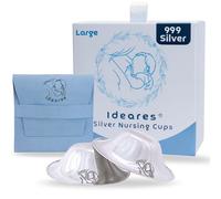 Original Silver Nursing Cups for Breastfeeding - Certified 999 Pure Silver Nipple Shields - Nickel & Copper-Free - Hypoallergenic Relief for Sore Nipples - Large Size