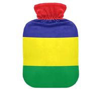 Original Simple Mauritius Flag Isolated Hot Water Bottle with Soft Cover, 1L Hotwater Bag for Menstrual Cramps