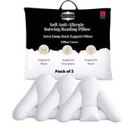 Original Sleep Company Batwing Pillow Cover - Polycotton Cushion Cover, Orthopaedic Support Back Support Pillow Case with Hidden Zip, Decorative & Sofa Bed Throw Pillow (White, 3)