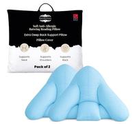 Original Sleep Company Batwing Pillow Cover - Polycotton Cushion Cover, Orthopaedic Support Back Support Pillow Case with Hidden Zip, Decorative & Sofa Bed Throw Pillow (Light Blue, 2)