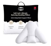 Original Sleep Company Batwing Reading Pillow with a Cream Polycotton Cover | Support Backrest Pillow with Soft Polycotton Case for Reading, Sitting, Bed and Relaxing, Made in Britain, OEKO-TEX Certified