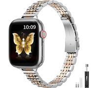Original Slim Metal Strap Compatible with Apple Watch Strap 38mm 40mm 41mm 44mm 45mm 46mm 49mm, Women Men Fashion Stainless Steel Metal Band for iWatch Ultra SE, Series 11 10 9 8 7 6 5 4 3 2 1