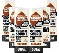 Original Source Coconut and Shea Butter Shower Gel, 100 Percent Natural Fragrance, Vegan, Cruelty Free, Paraben Free, Bulk Buy, Pack of 6 x 500 ml