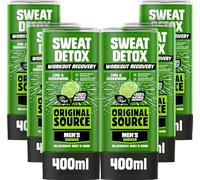 Original Source Men's Workout Recovery Sweat Detox Shower Gel, Vegan Shower Gel, Paraben Free Body Shower, 100% Natural Fragrance, Men's Workout, Men's Body Wash, Multipack of 6 x 400ml