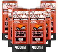Original Source Men's Workout Recovery Warming Recharge Shower Gel, Vegan Shower Gel, Paraben Free Body Shower, 100% Natural Fragrance, Men's Workout, Men's Body Wash, Multipack of 6 x 400ml