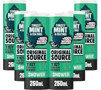 Original Source Mint and Tea Tree Shower Gel, 100 Percent Natural Fragrance, Vegan, Cruelty Free, Paraben Free, Bulk Buy, Pack of 6 x 250 ml