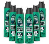Original Source Mint & Tea Tree 2 in 1 Shower and Shave Foam (Pack of 6)|100 Percent Natural Fragrance | Vegan, Cruelty Free, Paraben Free|Bulk Buy, 6 x 200ml