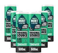 Original Source Mint & Tea Tree Shower Gel, Large Vegan Shower Gel, Paraben Free Body Shower, 100% Natural Fragrance, Multipack of 6 x 500 ml