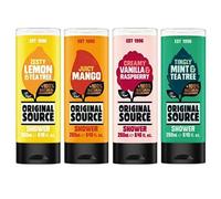 Original Source Shower Gel Set 4 x 250 ml Exotic Fragrances Mango, Lemon & Tea Tree, Vanilla & Raspberry, Mint & Tea Tree