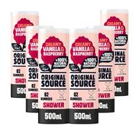 Original Source Vanilla Milk and Raspberry Shower Gel, 100 Percent Natural Fragrance, Vegan, Cruelty Free, Paraben Free, Bulk Buy, Pack of 6 x 500 ml
