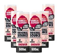 Original Source Vanilla Milk and Raspberry Shower Gel, 100 Percent Natural Fragrance, Vegan, Cruelty Free, Paraben Free, Bulk Buy, Pack of 6 x 500 ml