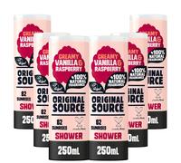 Original Source Vanilla & Raspberry Shower Gel, 100 Percent Natural Fragrance, Vegan, Cruelty Free, Paraben Free, Bulk Buy, Pack of 6 x 250 ml