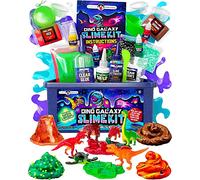 Original Stationery Dino Galaxy Slime Kit for Boys, Glow in the Dark Slime Kit with Dino Toys & Awesome Add-Ins, Fun Slime Making Kit & Birthday Gift