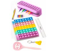 Original Stationery Fidget Pop Stationery Set, Fidget Toys Pack with Cute Notebook for Girls, Pencil Eraser, Kids Fidget Toys, & Fidget Pencil Case, Fun Girls Stationery Gift Sets and Fidget Pack