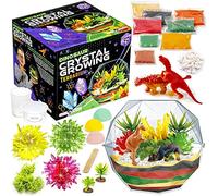 Original Stationery Grow Your Own Crystal Dinosaur Terrarium Kit, All in One Crystal Growing Kit with 2 Dinosaur Toys for Boys and Seeds to Grow 3 Crystals for Kids, Fun Experiment and Dinosaur Gifts