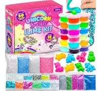 Original Stationery Unicorn Sparkle Slime Kit, 50-Piece Fun Slime Already Made Kit with 18pcs Pre-Made Fun Slime, 8 Moulds, and Tons of Fun Add-Ins, Great Gift Idea and Slime Kits for Girls